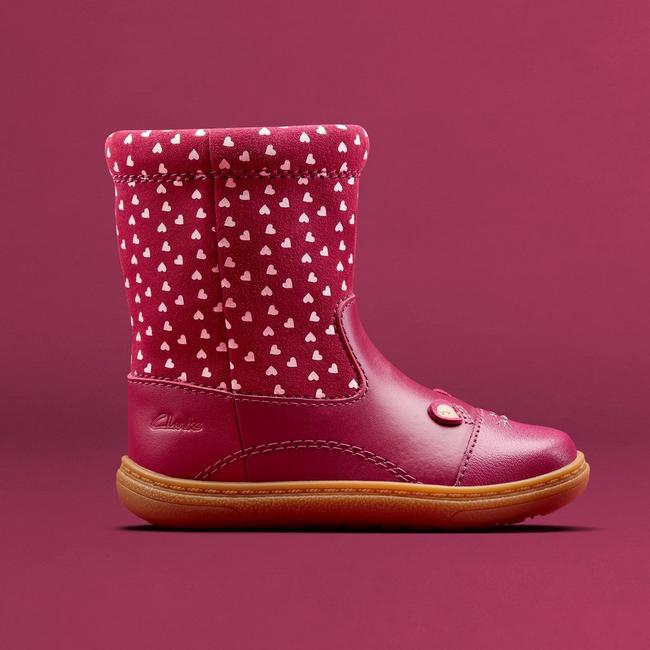 Clarks girls' Flash Hi berry toddler boots.